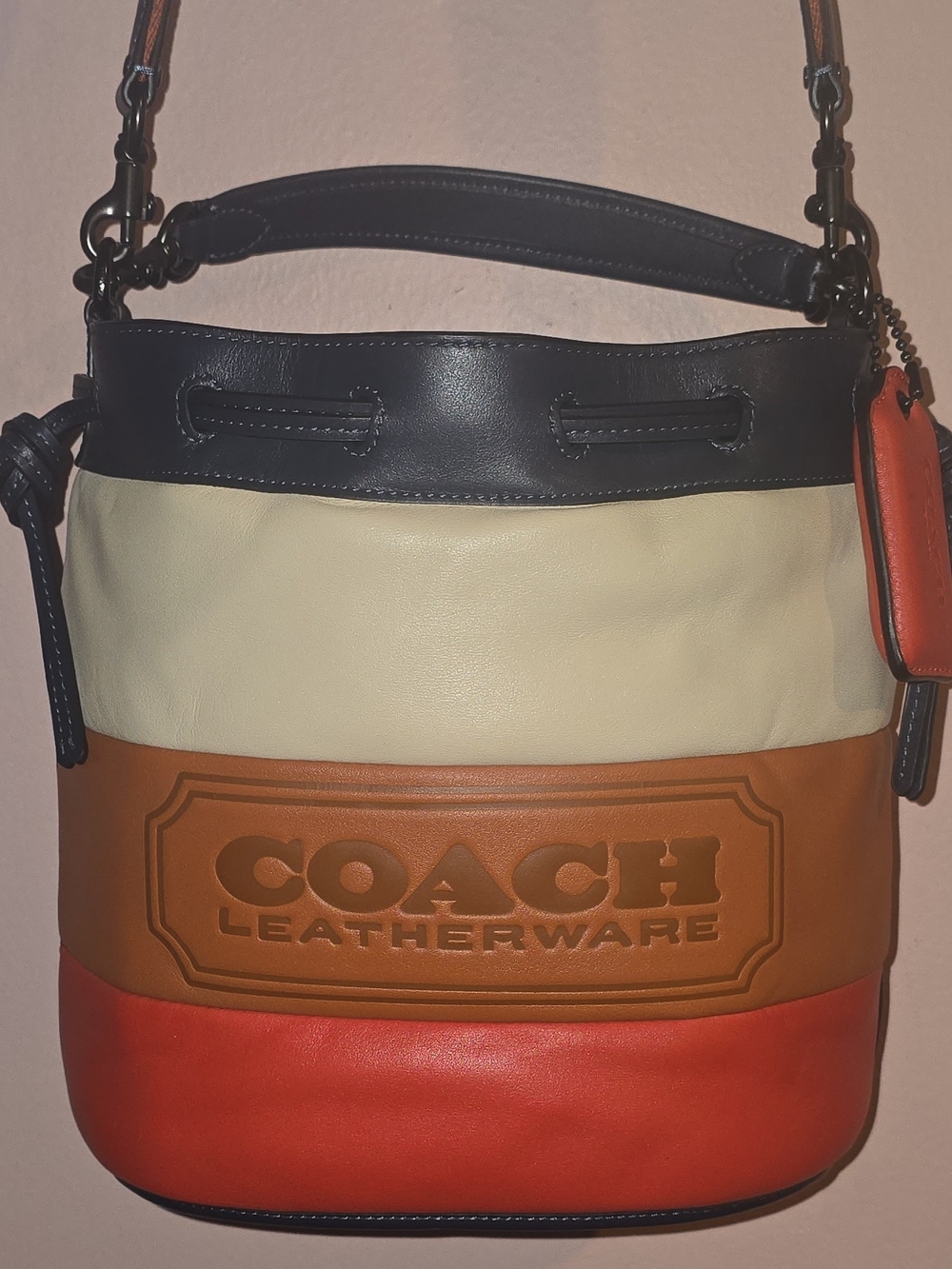 Coach Field Colorblock Quilted Leather Bucket Bag Top Handle & Crossbody